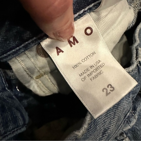AMO Loverboy Freedom Blue Distressed Cropped Raw Hem Jeans in Retro Size 23 - Picture 7 of 13
